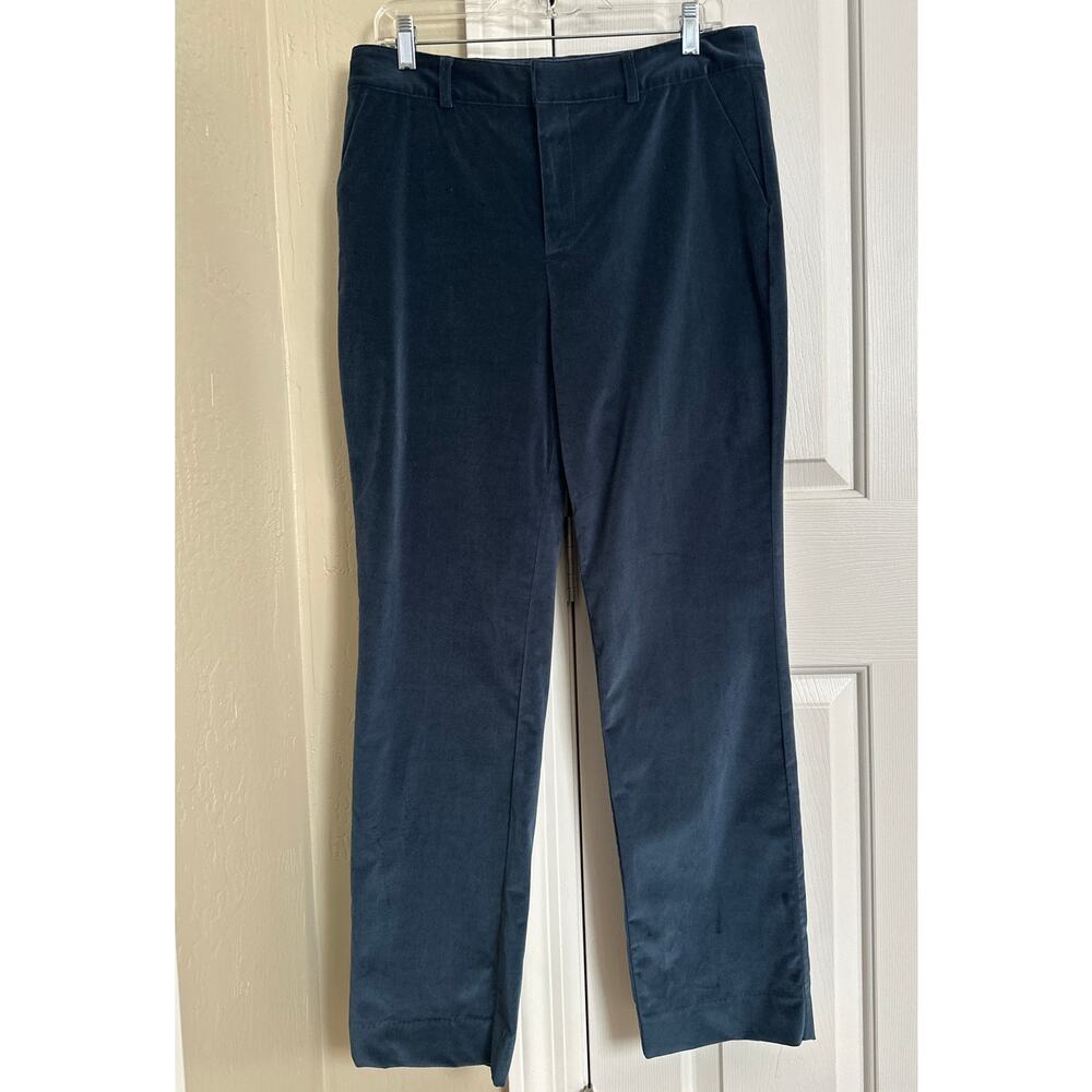 Cinq‎ à Sept Kerry High-Rise Velvet Slim Pants - Slate Blue - Size 10